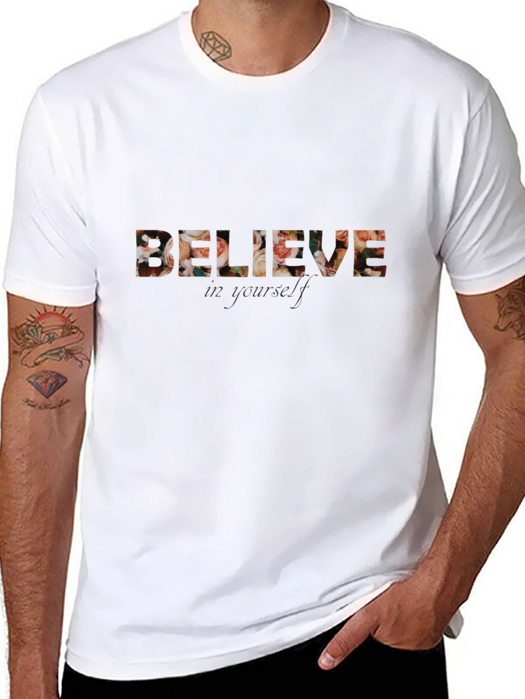 Floral Believe Graphic Tee - Trendy Casual Shirt