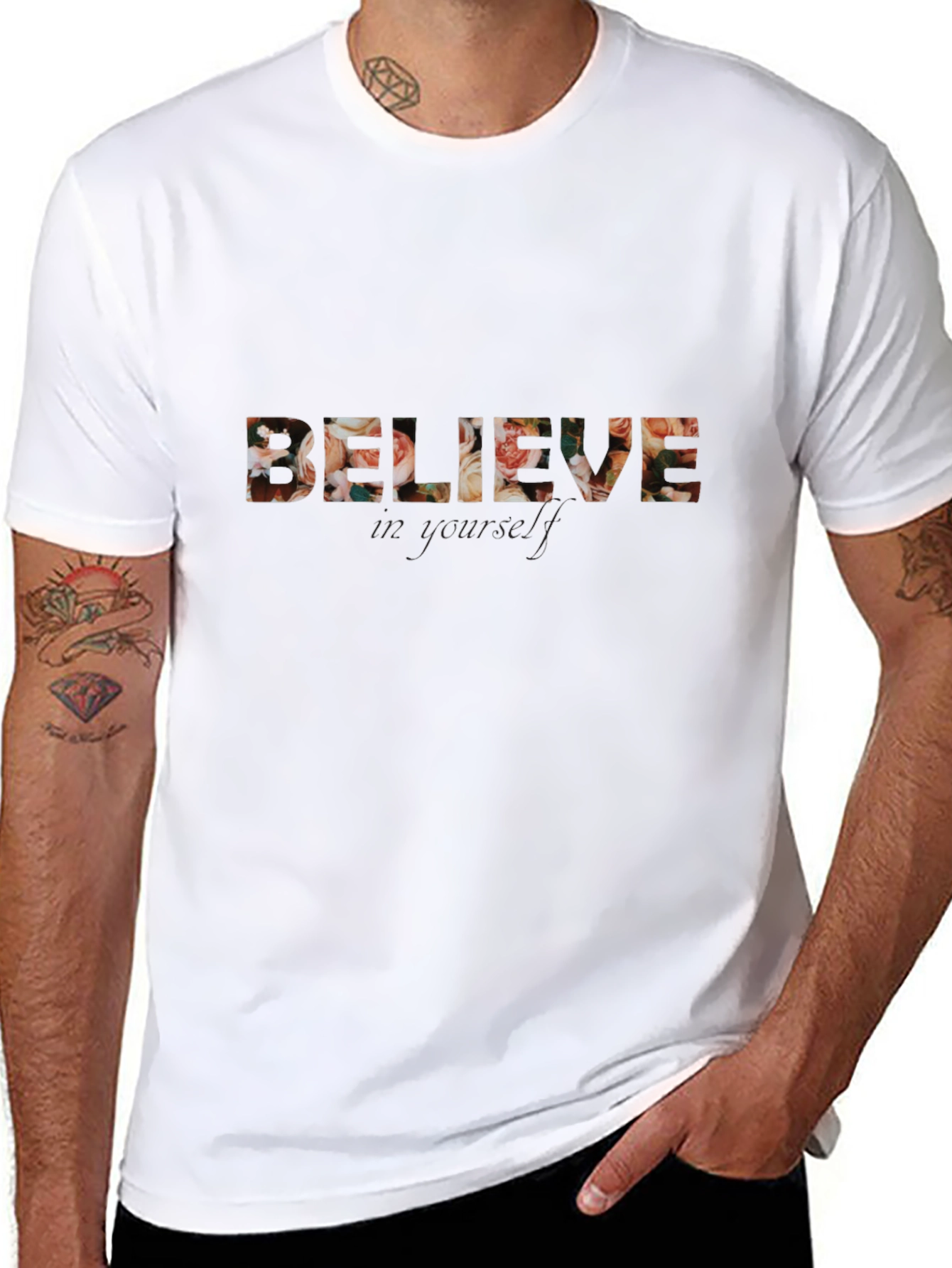 Floral Believe Graphic Tee - Trendy Casual Shirt