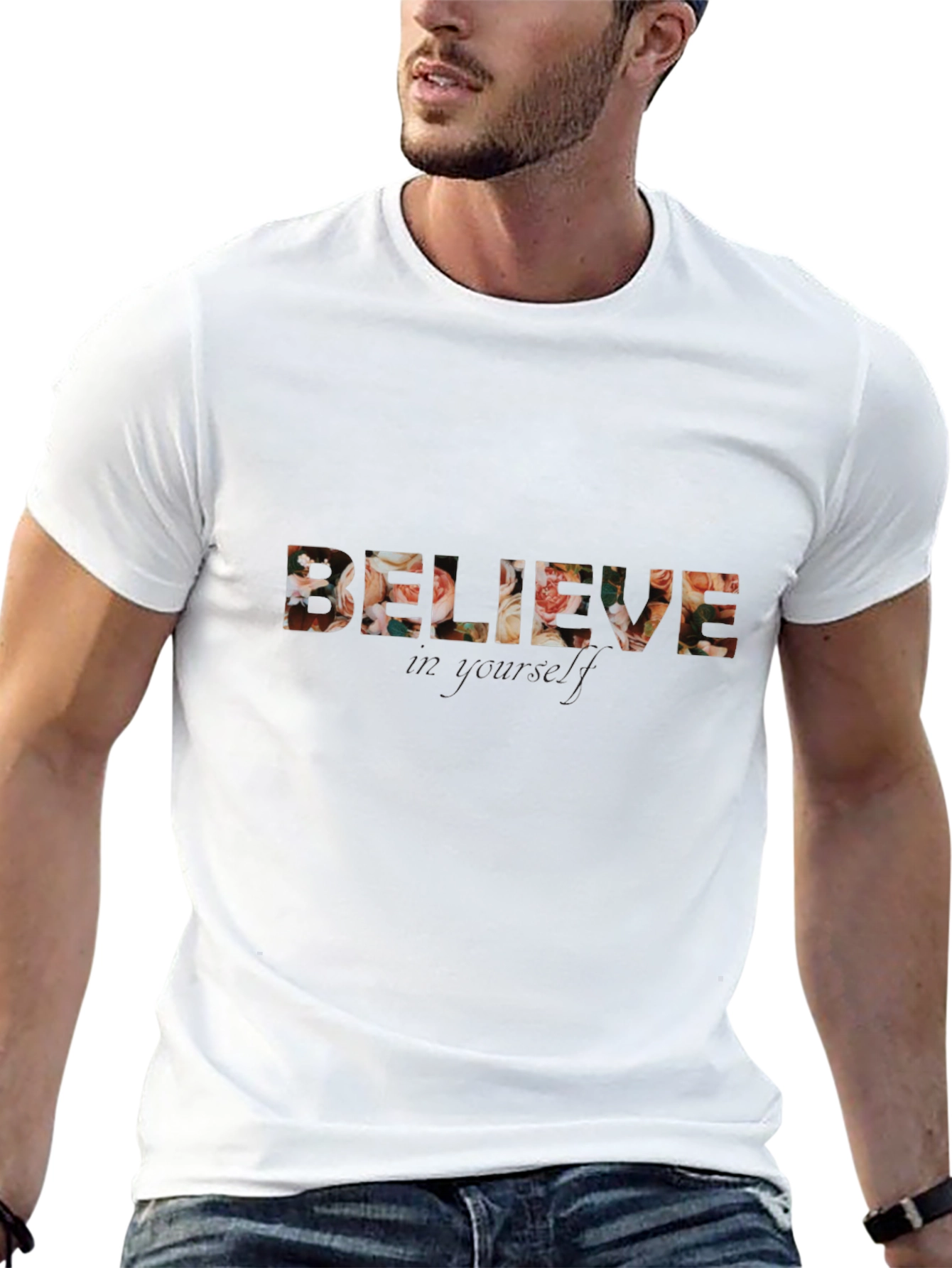 Floral Believe Graphic Tee - Trendy Casual Shirt