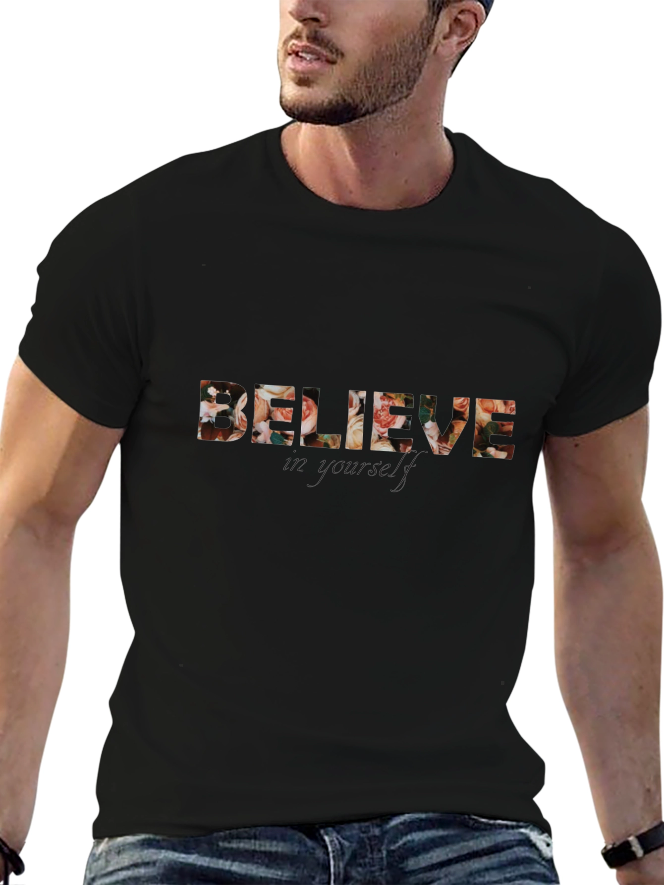 Floral Believe Graphic Tee - Trendy Casual Shirt