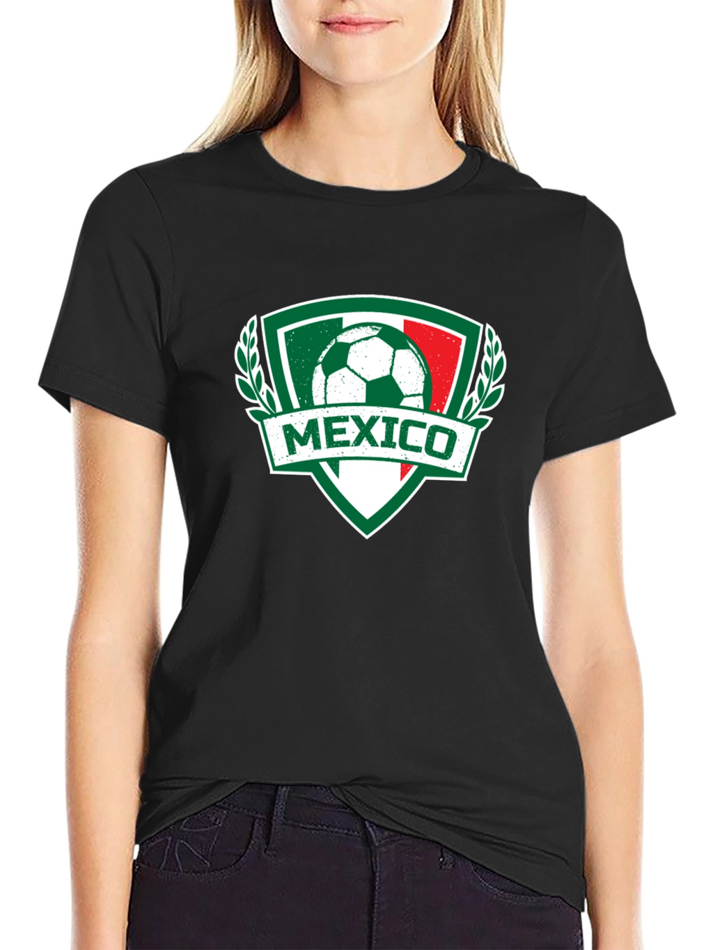 Mexico Soccer T-Shirt - Green White Red Crest Design