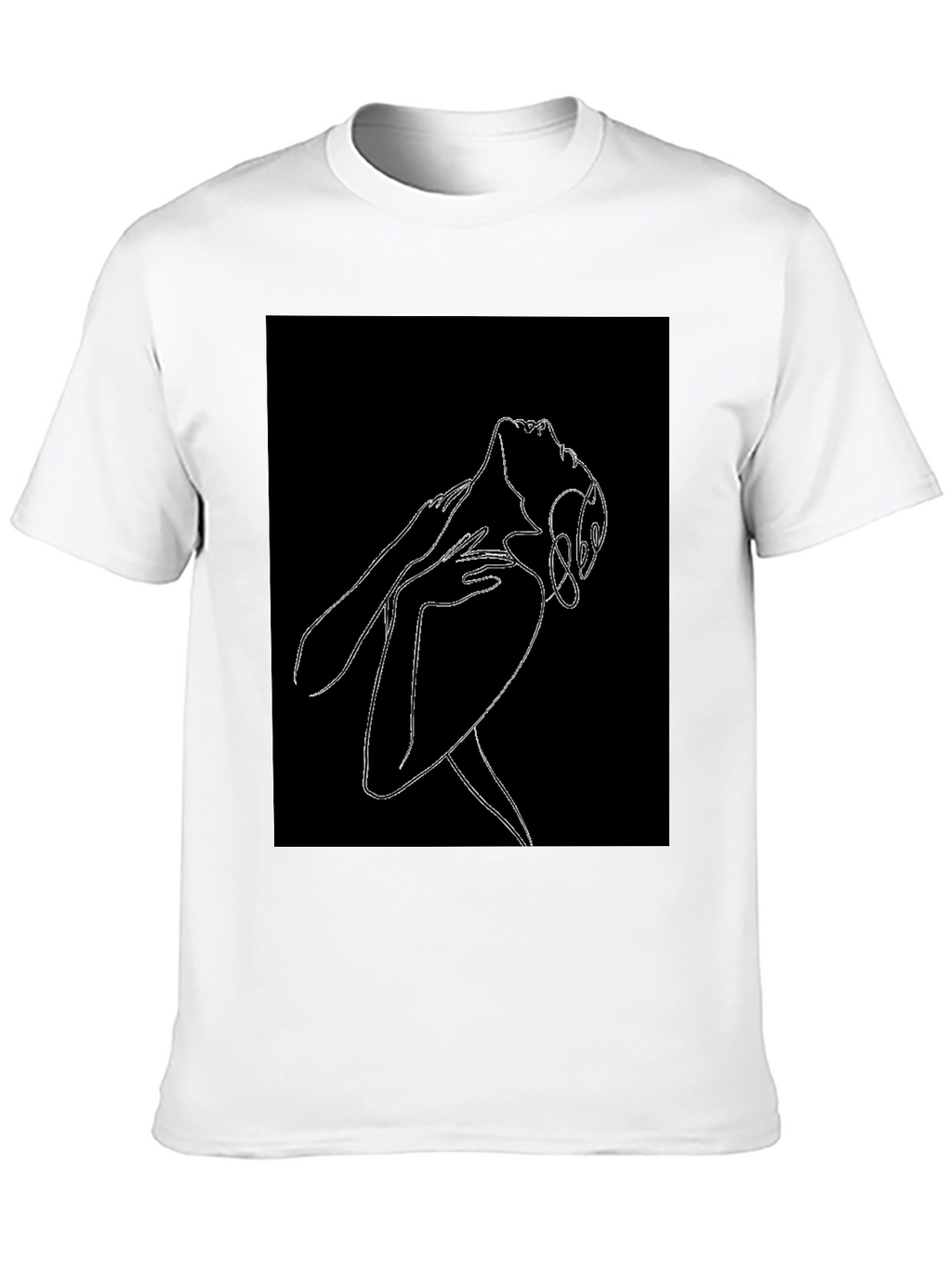 Abstract Woman Line Art Graphic Black T-Shirt