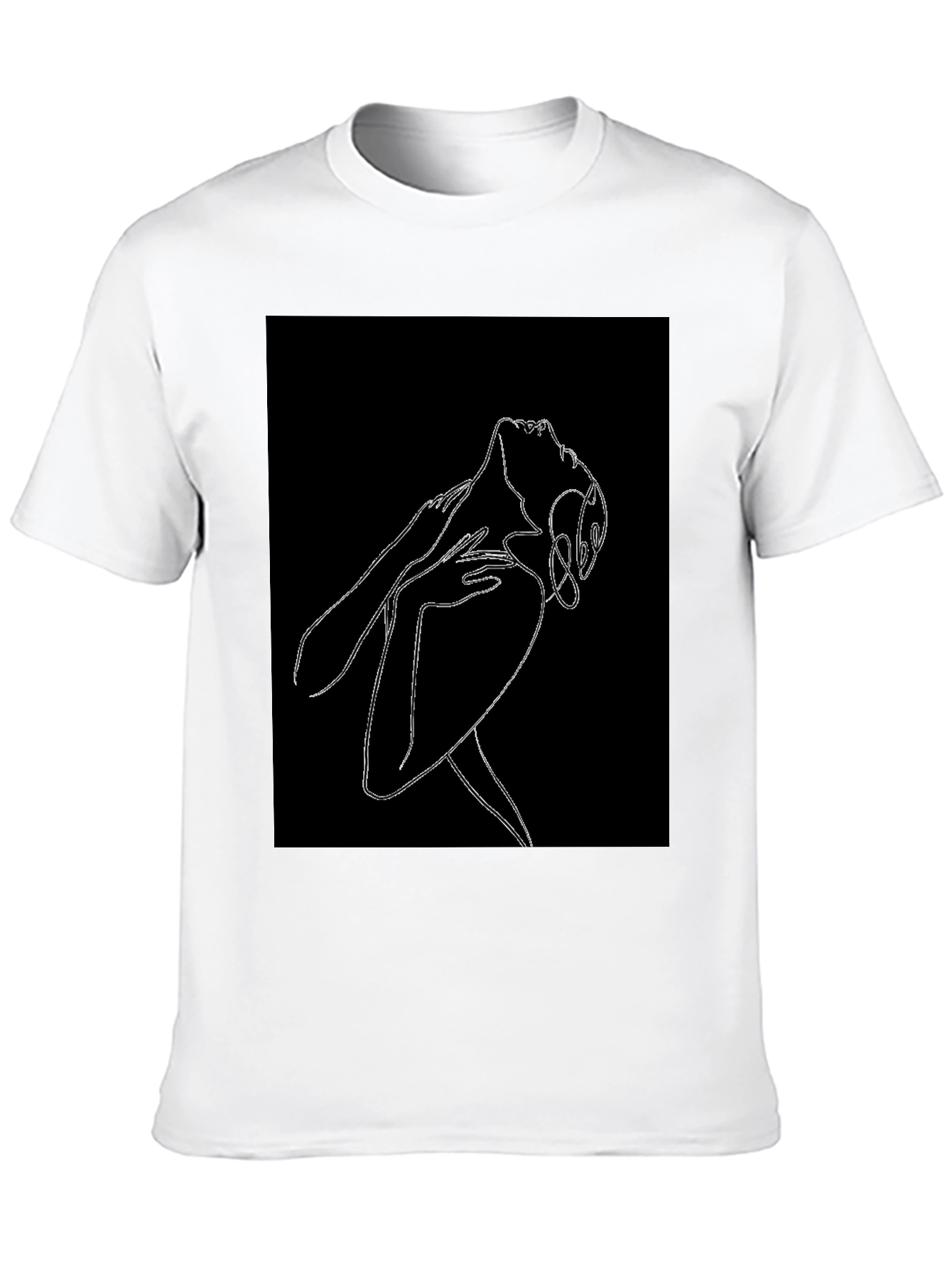 Abstract Woman Line Art Graphic Black T-Shirt