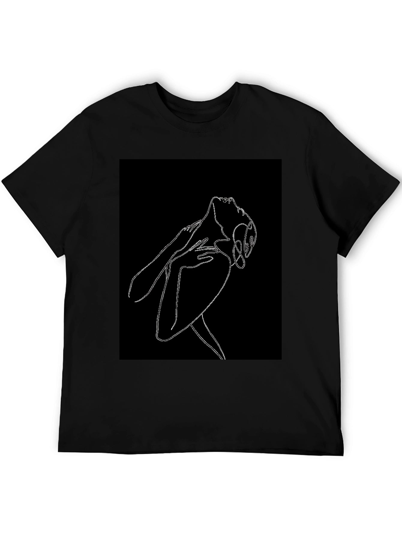 Abstract Woman Line Art Graphic Black T-Shirt