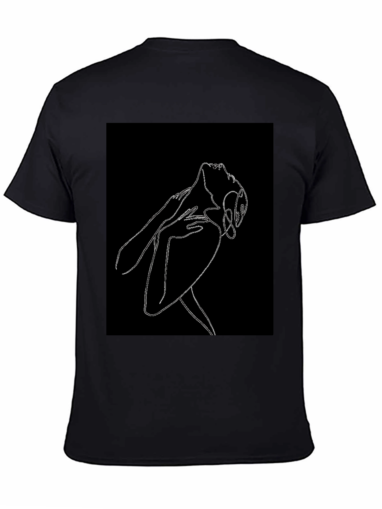 Abstract Woman Line Art Graphic Black T-Shirt