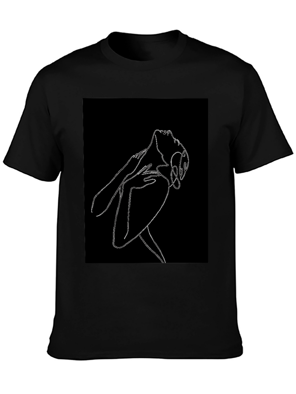 Abstract Woman Line Art Graphic Black T-Shirt