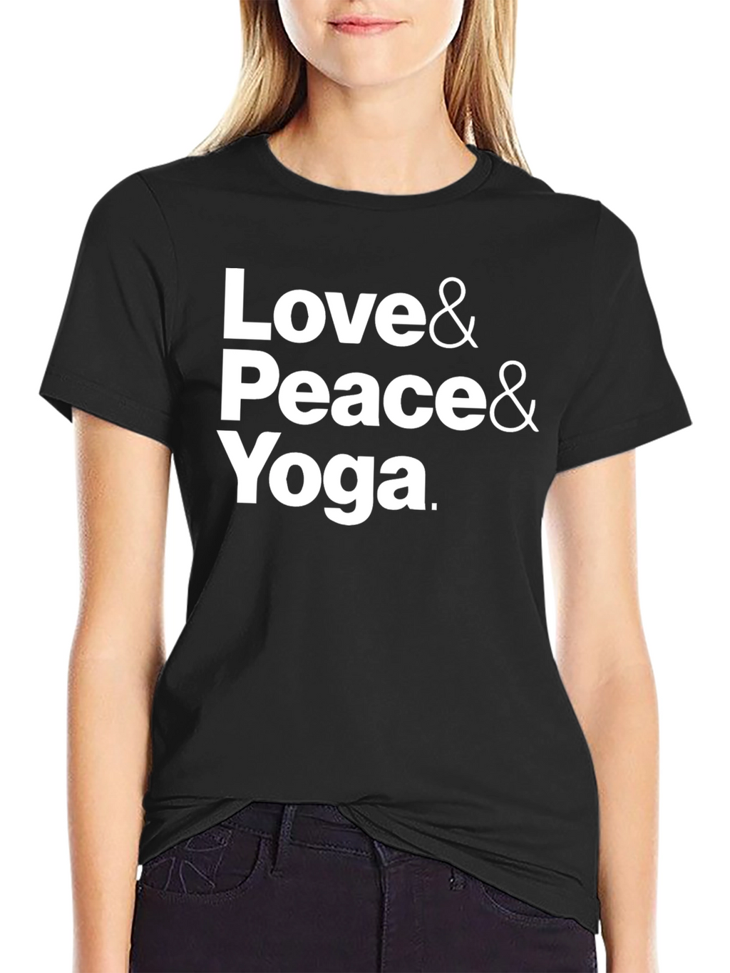 Love Peace Yoga T-Shirt - Black Cotton Blend