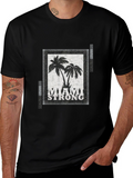Miami Strong Graphic T-Shirt Palm Tree Design Crew Neck