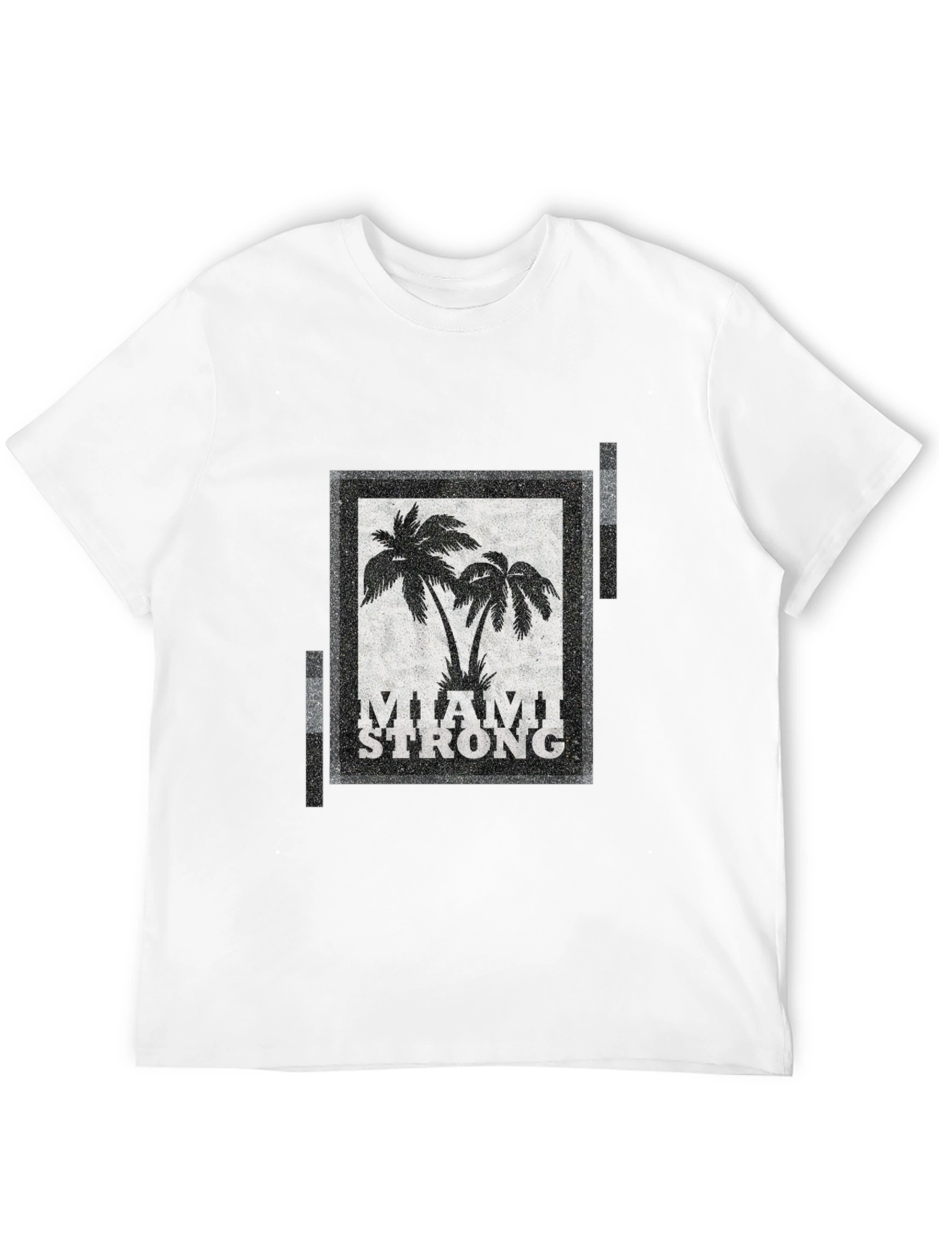 Miami Strong Graphic T-Shirt Palm Tree Design Crew Neck