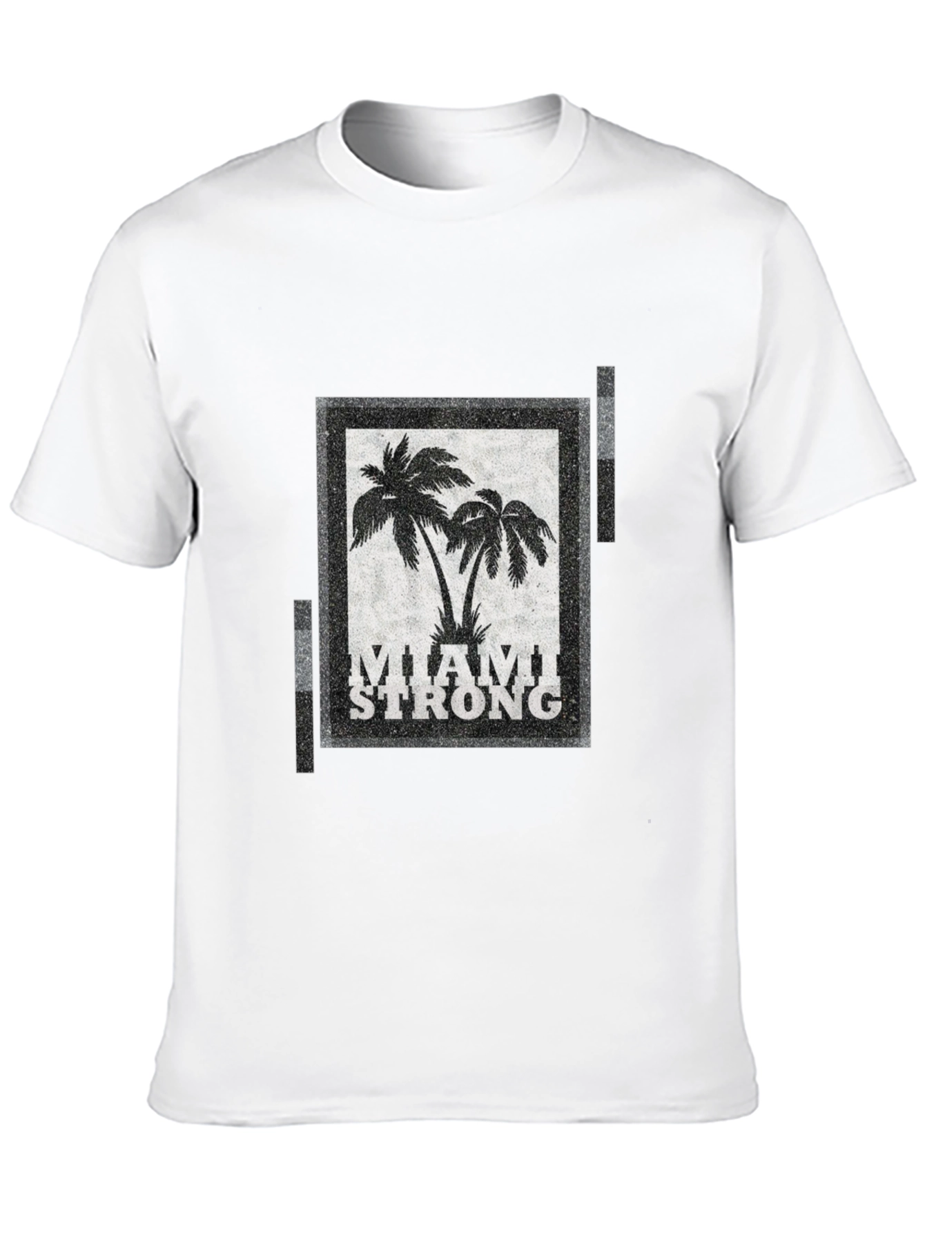 Miami Strong Graphic T-Shirt Palm Tree Design Crew Neck