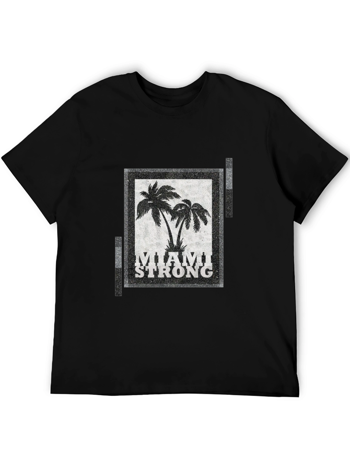 Miami Strong Graphic T-Shirt Palm Tree Design Crew Neck