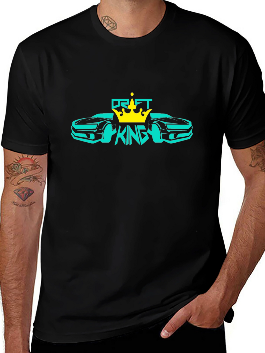 Drift King Black T-Shirt Car Design