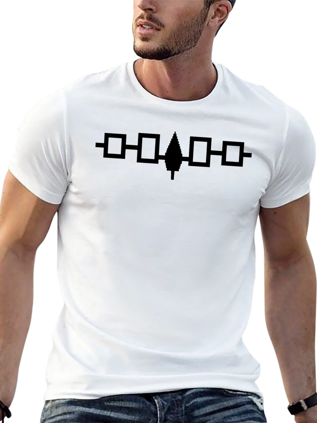 Native American Arrowhead & Squares Black T-Shirt