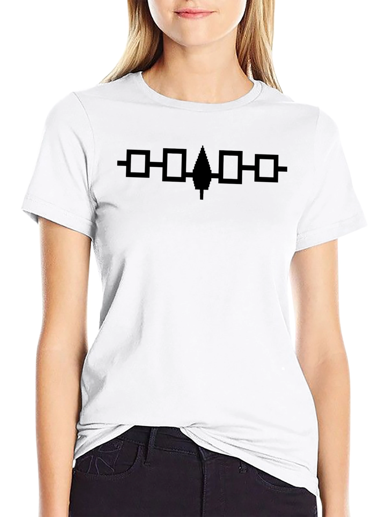 Native American Arrowhead & Squares Black T-Shirt