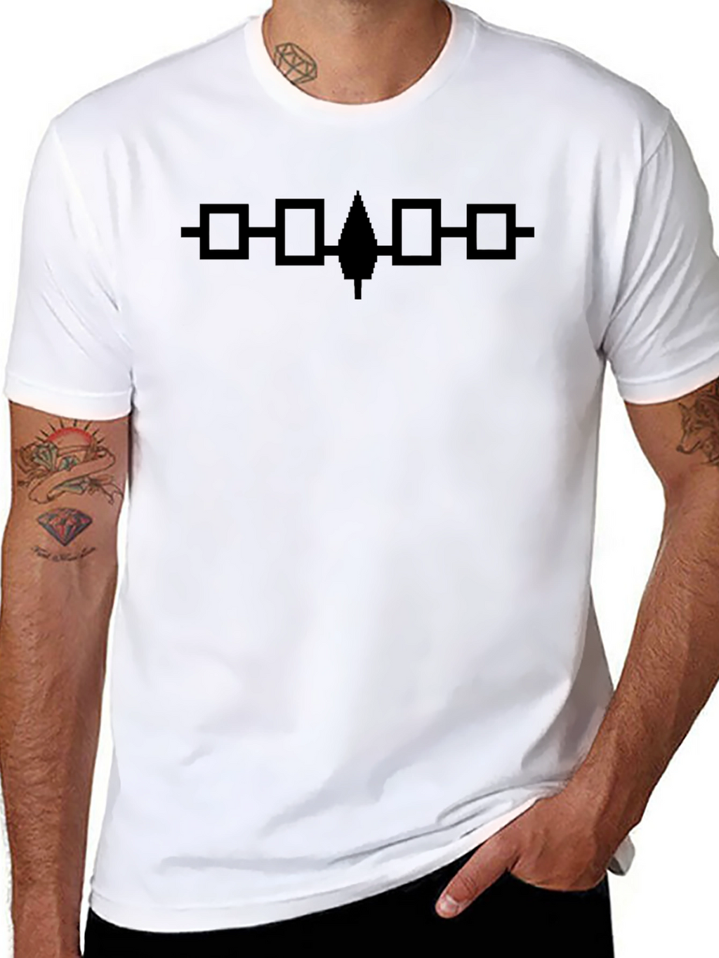 Native American Arrowhead & Squares Black T-Shirt