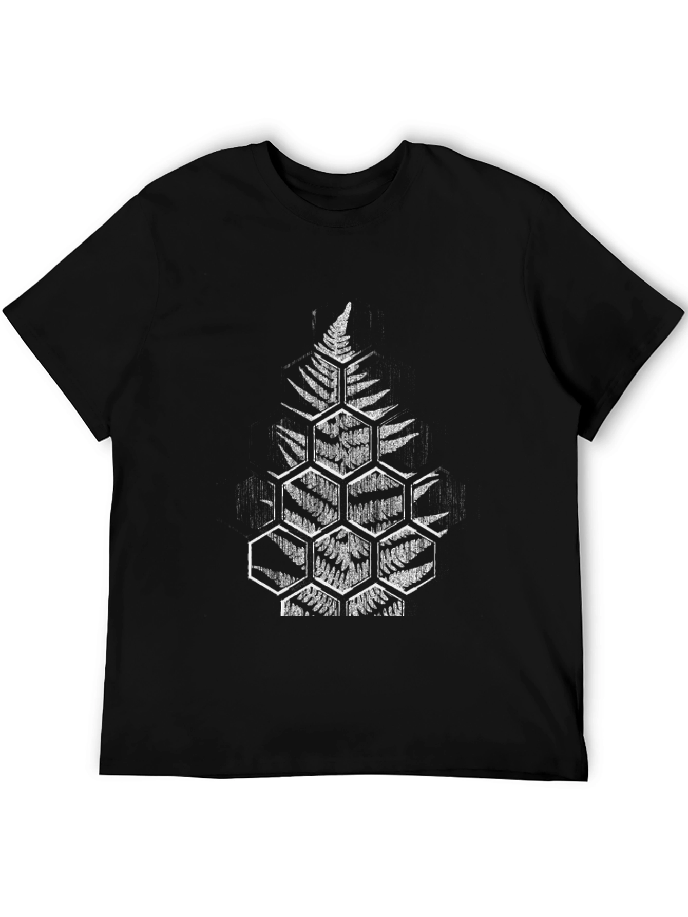 Fern Hexagon Graphic Black T-Shirt