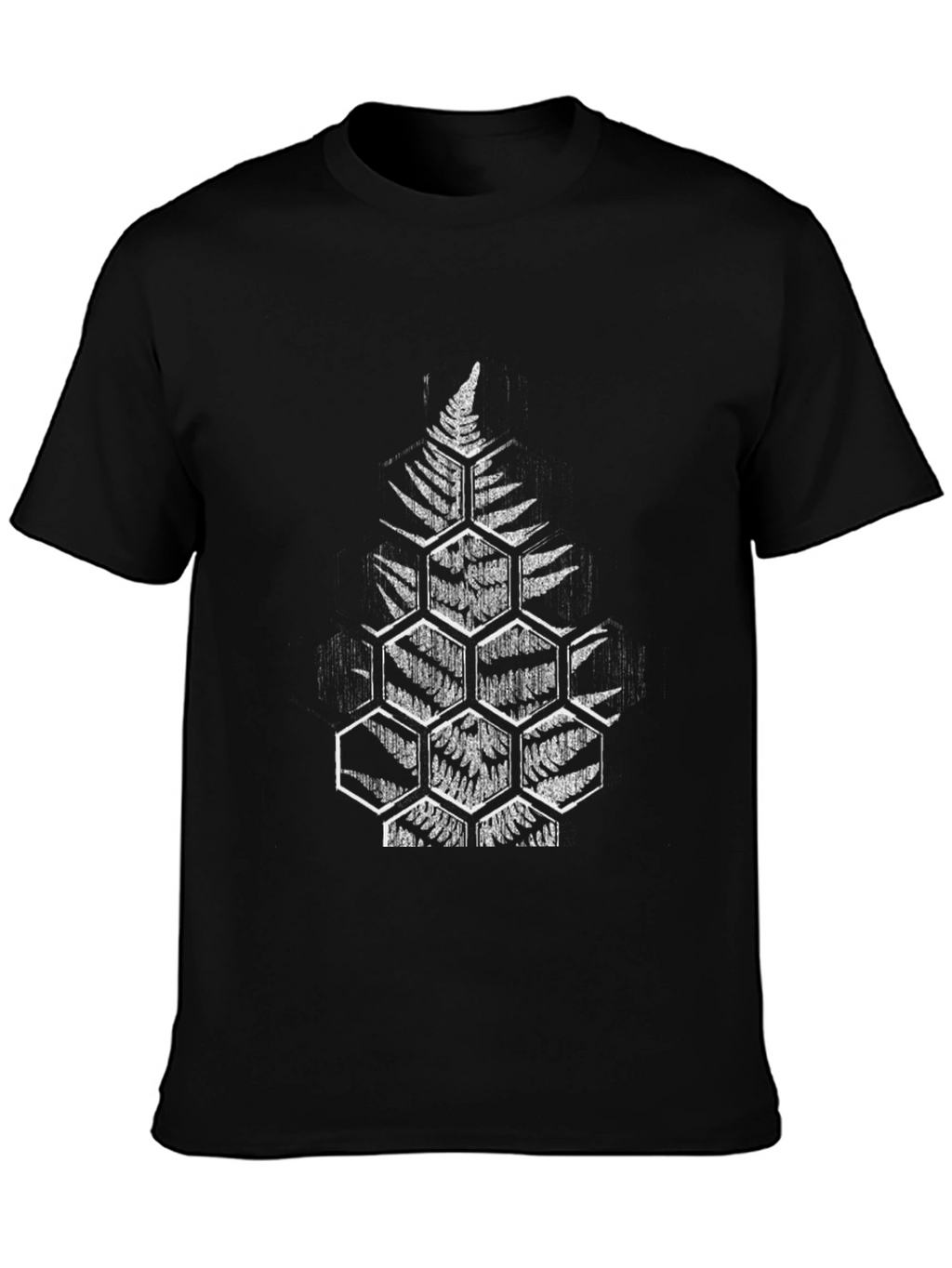 Fern Hexagon Graphic Black T-Shirt