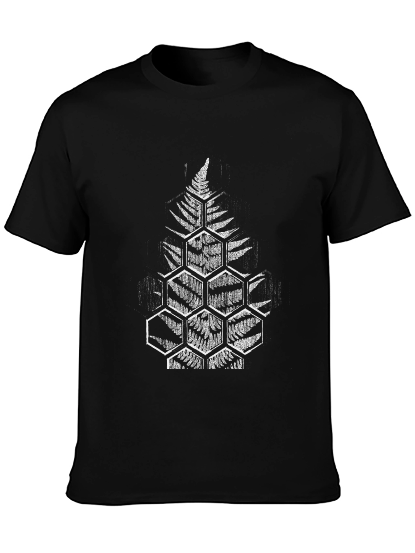 Fern Hexagon Graphic Black T-Shirt