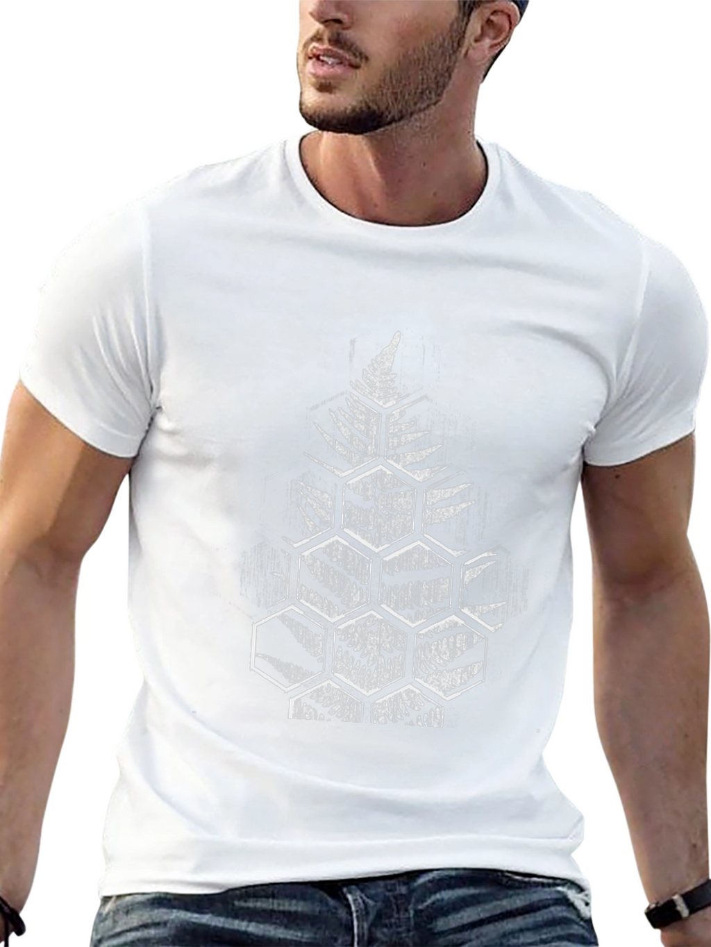 Fern Hexagon Graphic Black T-Shirt