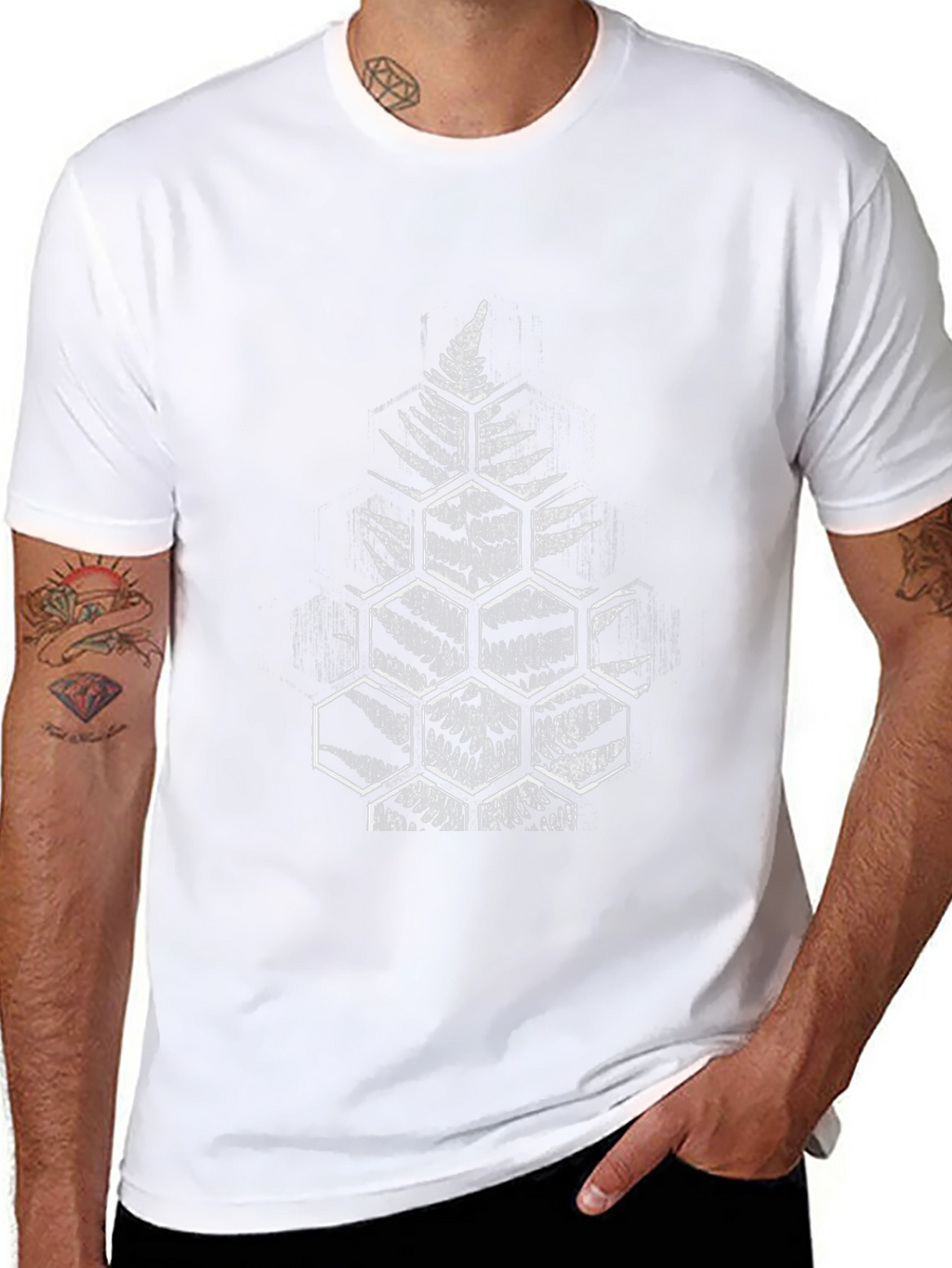 Fern Hexagon Graphic Black T-Shirt