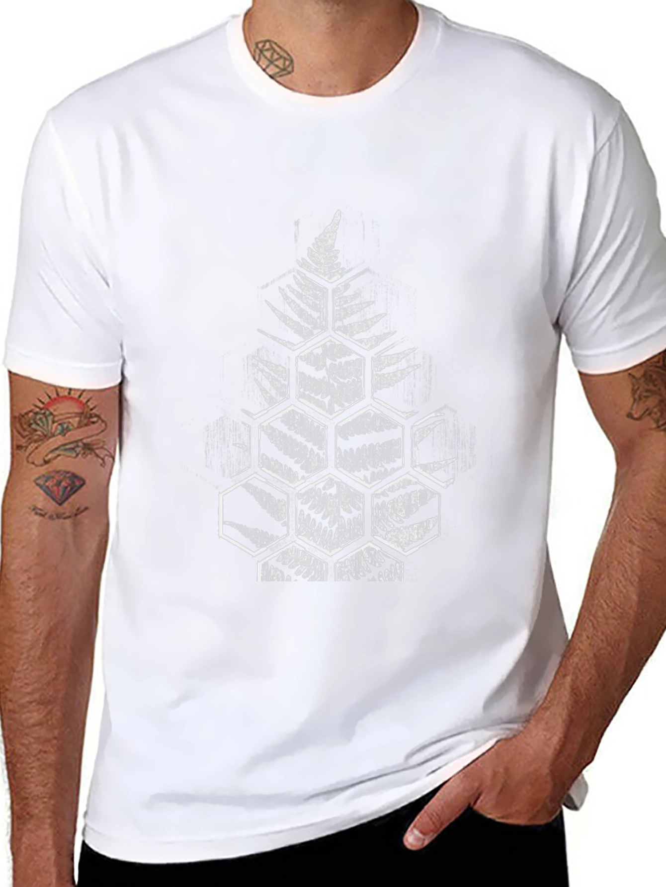 Fern Hexagon Graphic Black T-Shirt