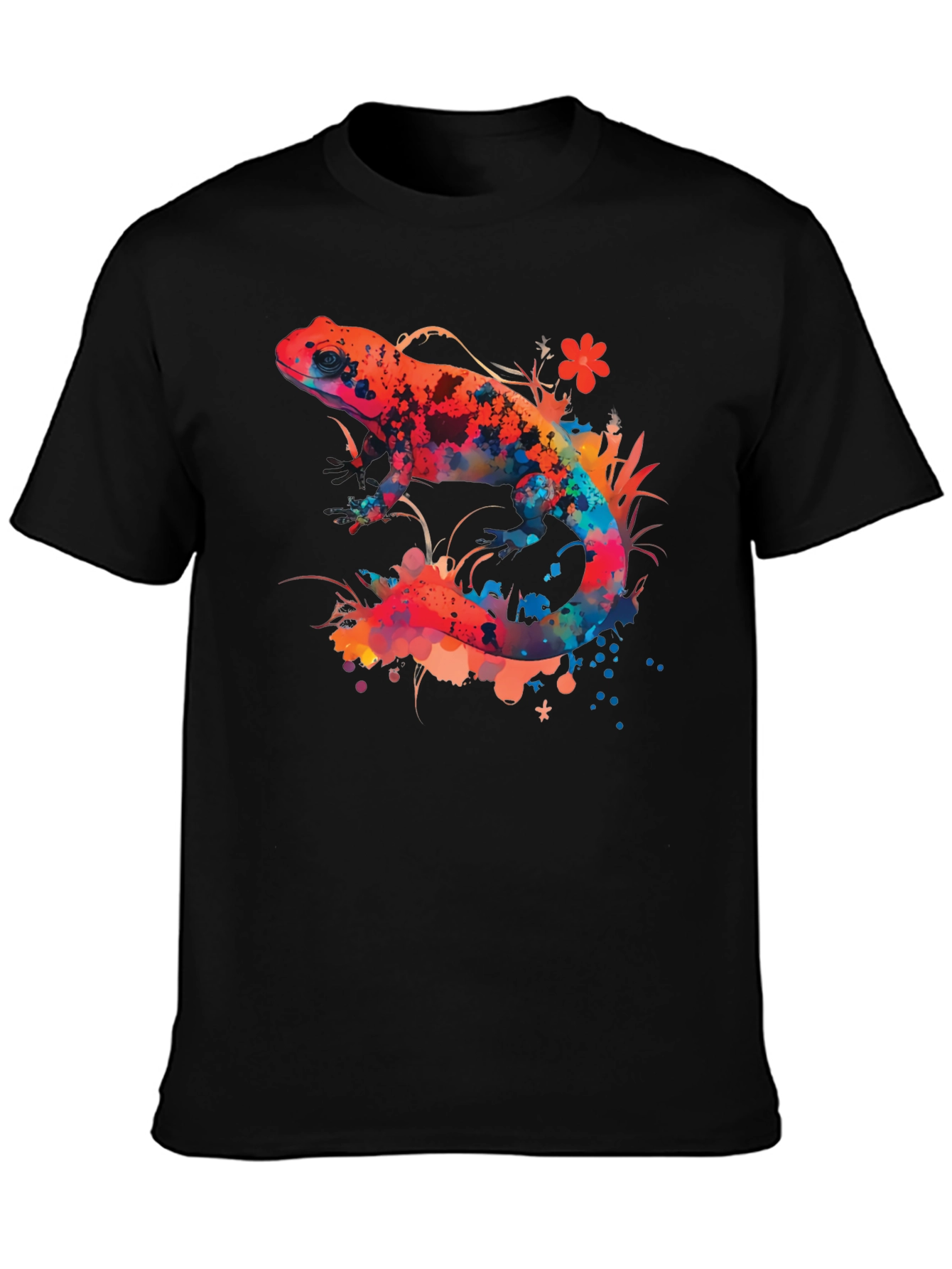 Vibrant Watercolor Salamander Graphic Tee