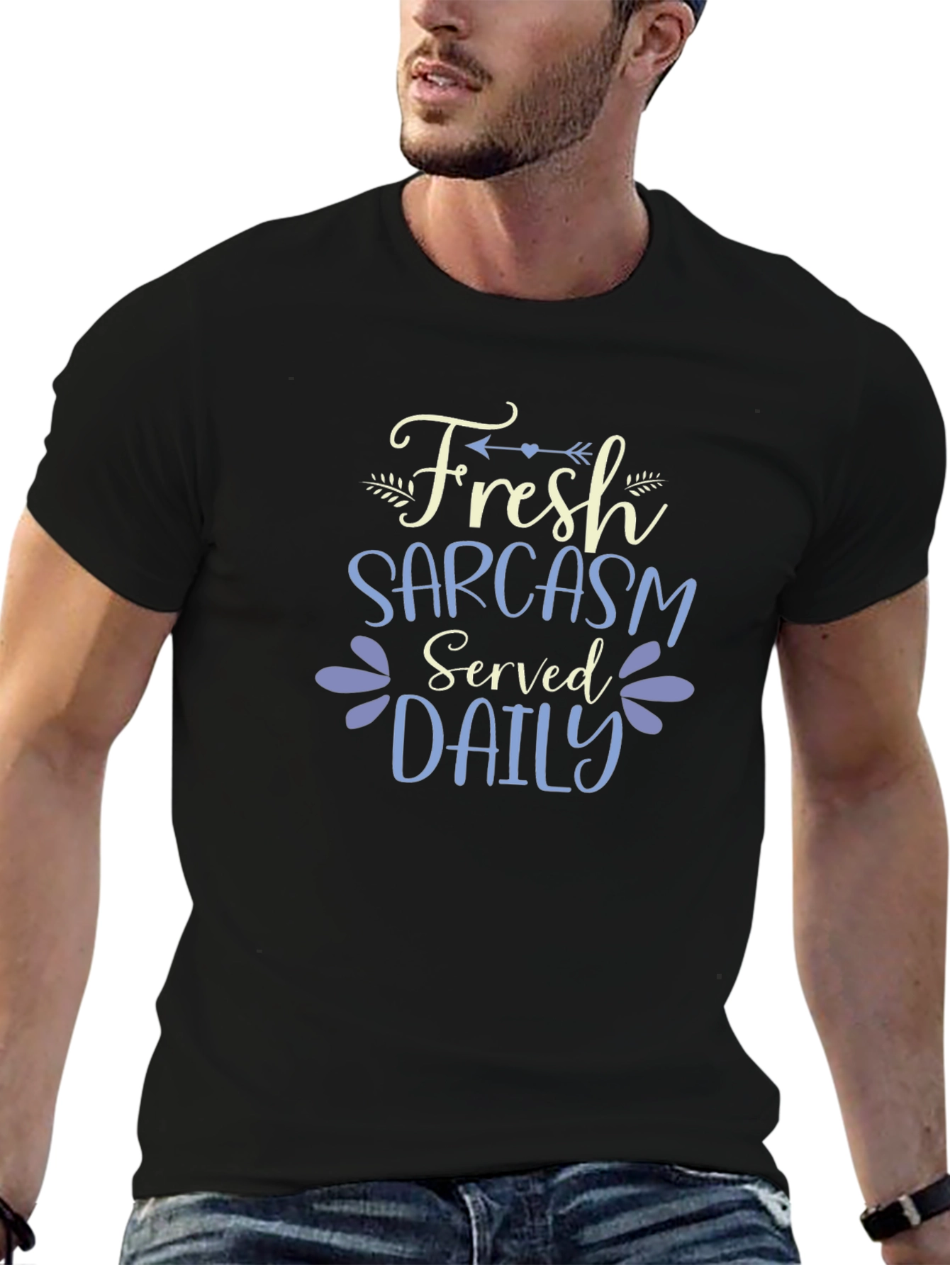 Sarcasm Daily Black Cotton T-Shirt