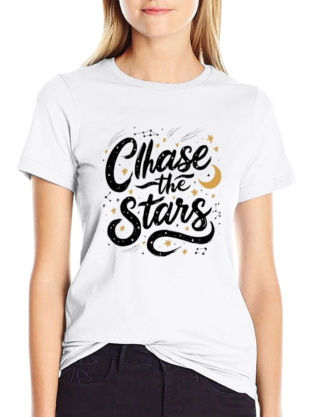 Chase the Stars Graphic Black T-Shirt