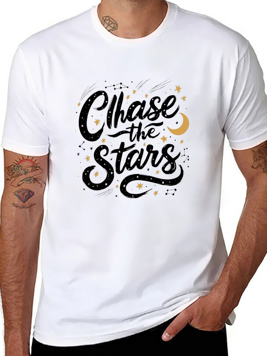Chase the Stars Graphic Black T-Shirt