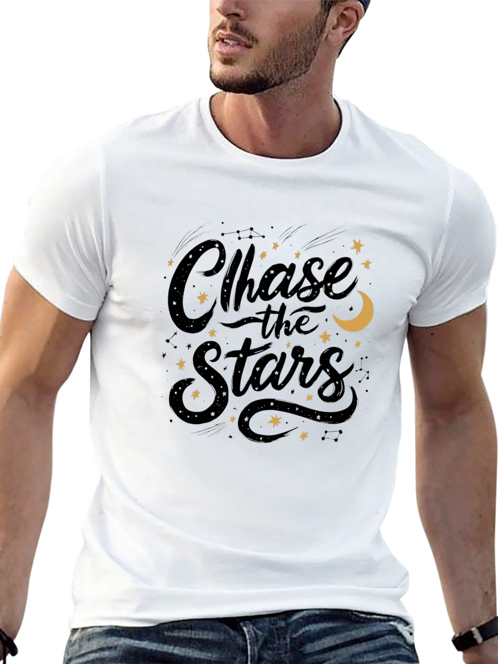 Chase the Stars Graphic Black T-Shirt