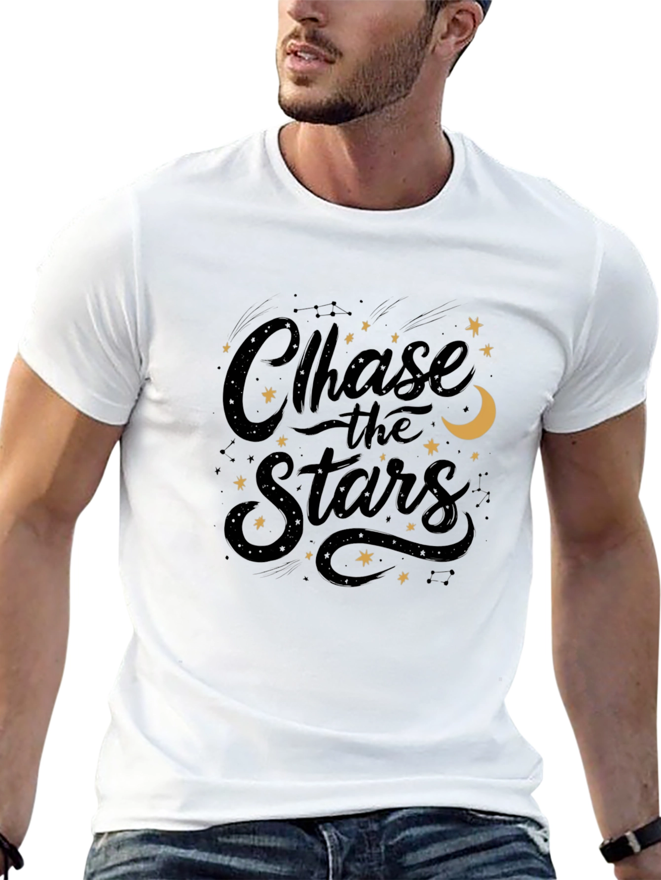 Chase the Stars Graphic Black T-Shirt
