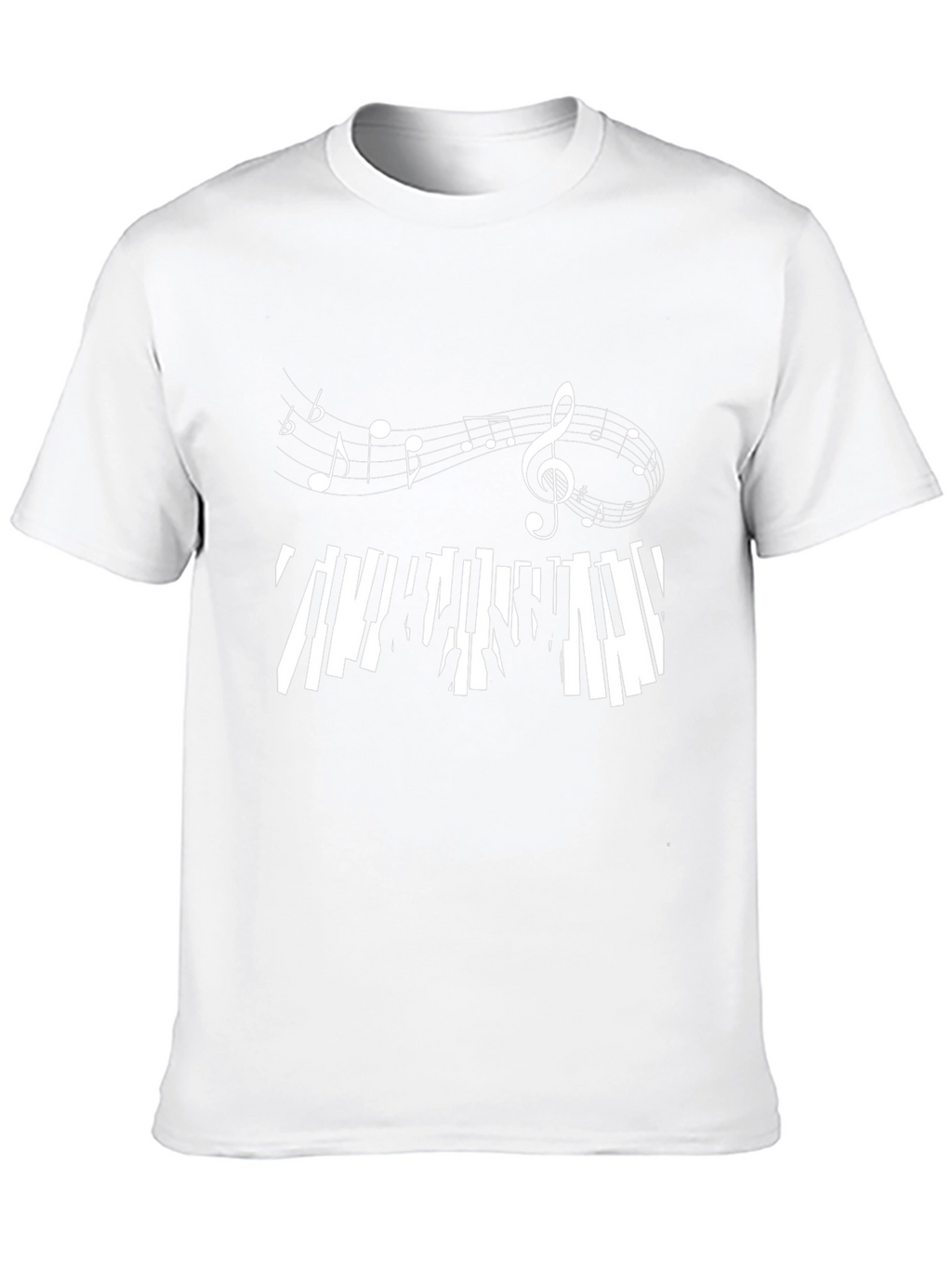 Musical Notes & Piano Keys Black T-Shirt