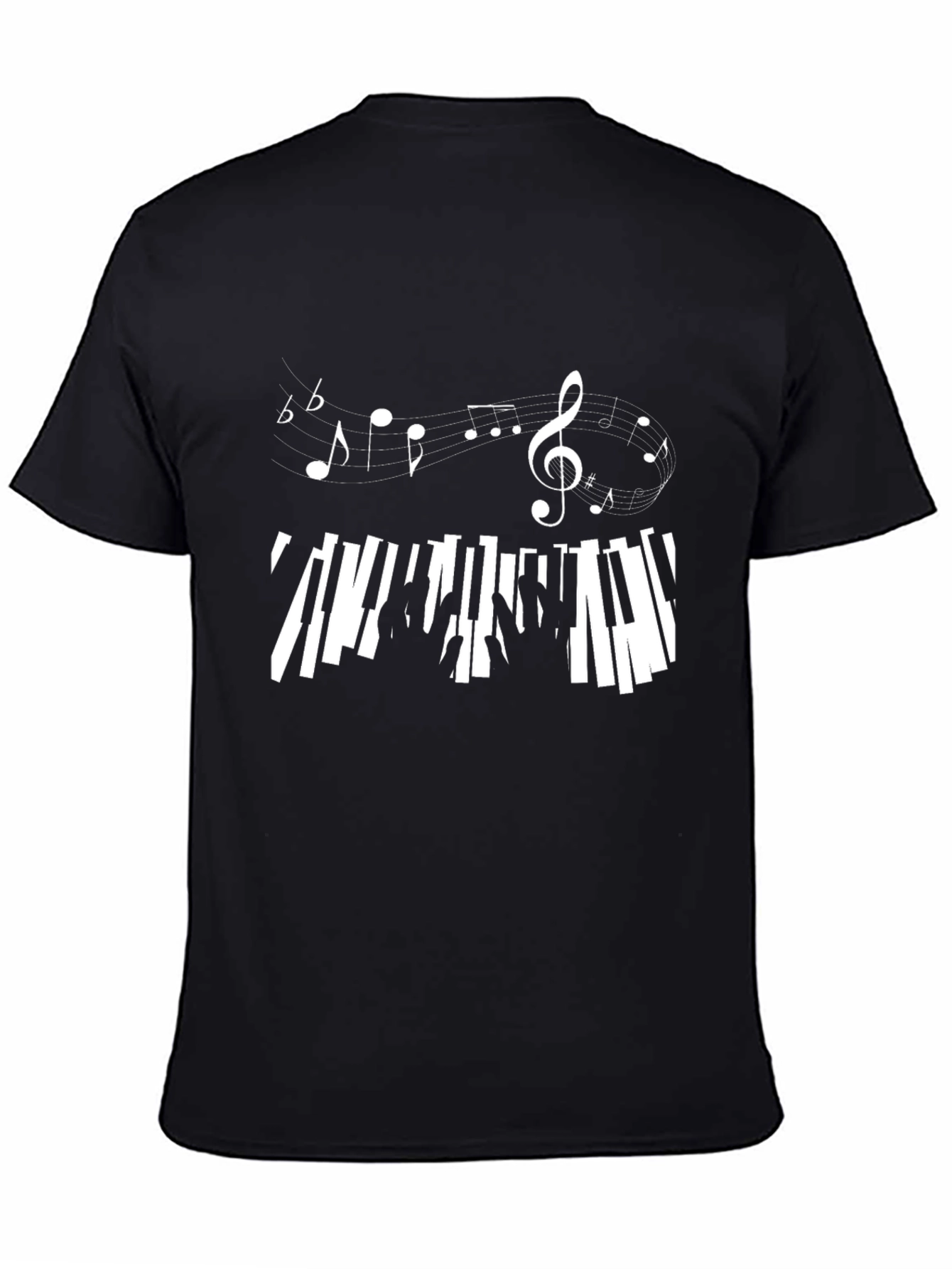 Musical Notes & Piano Keys Black T-Shirt
