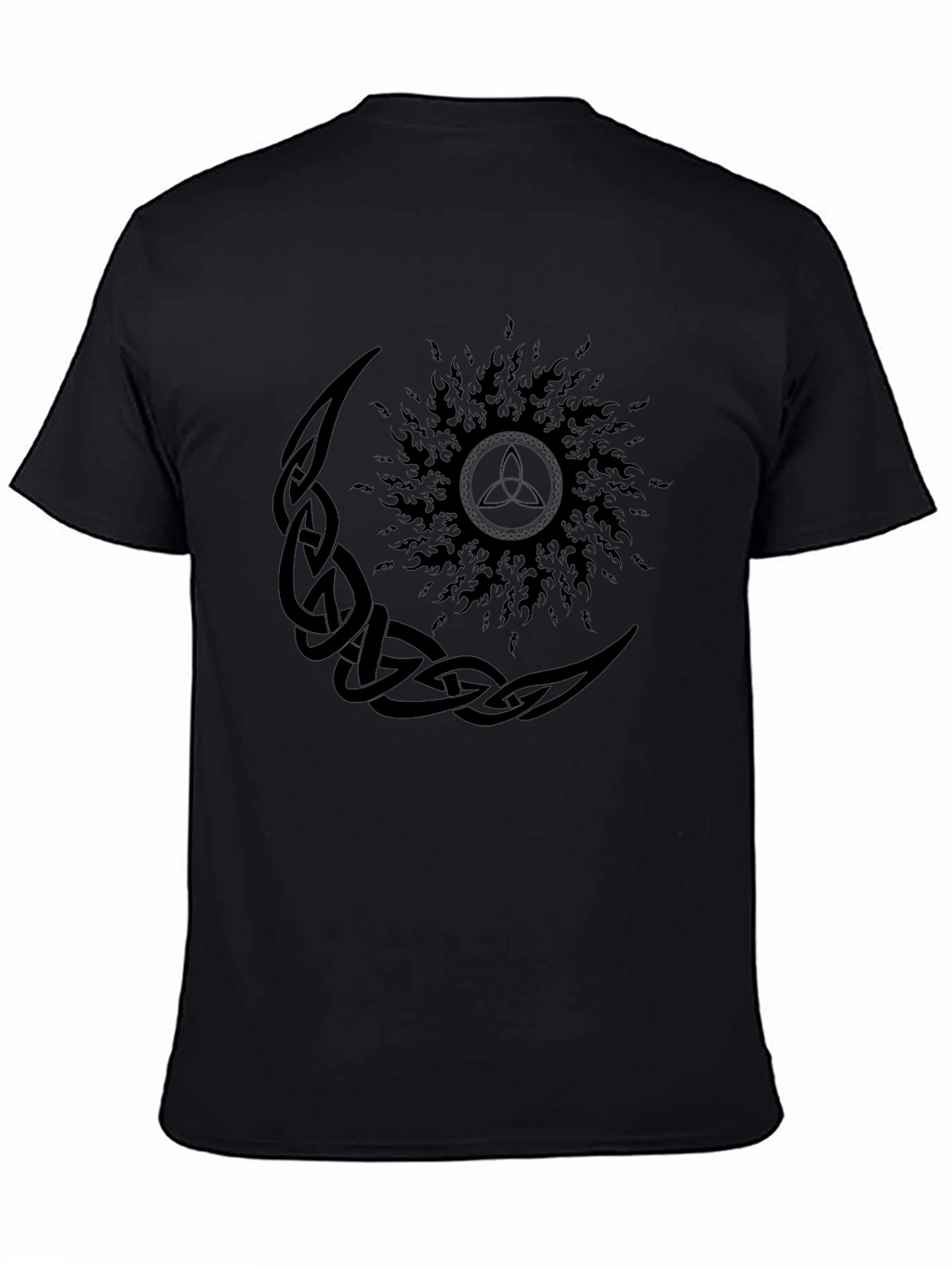 Celtic Moon and Sun Graphic Black T-Shirt