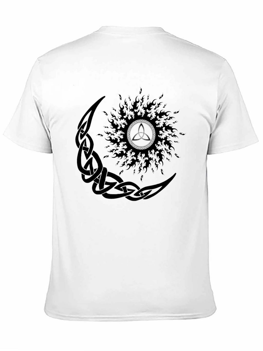 Celtic Moon and Sun Graphic Black T-Shirt