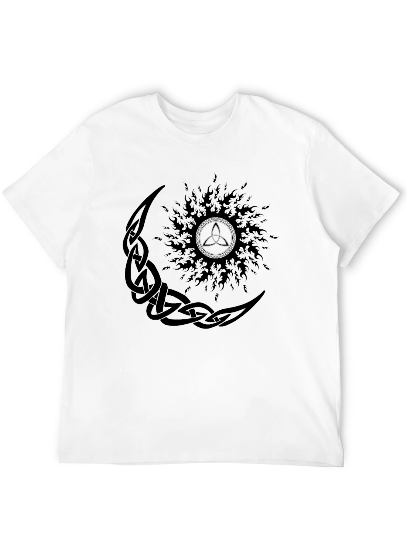 Celtic Moon and Sun Graphic Black T-Shirt