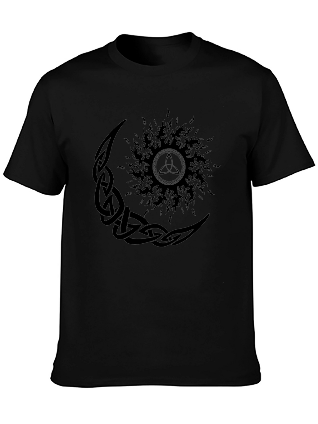 Celtic Moon and Sun Graphic Black T-Shirt