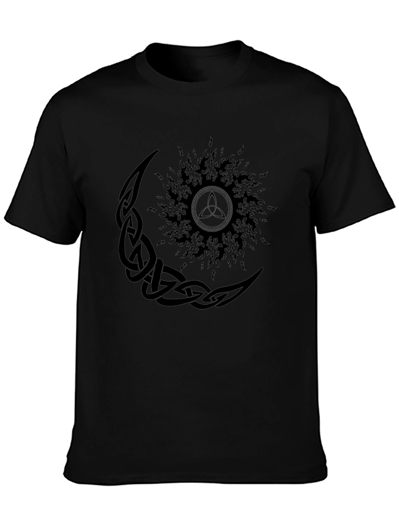 Celtic Moon and Sun Graphic Black T-Shirt