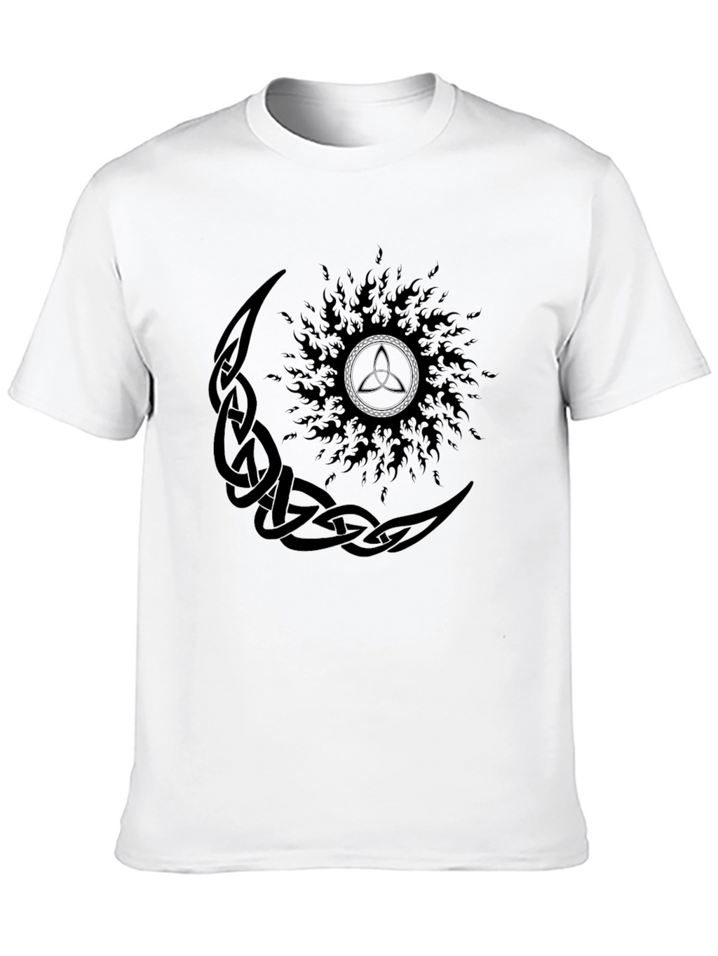 Celtic Moon and Sun Graphic Black T-Shirt