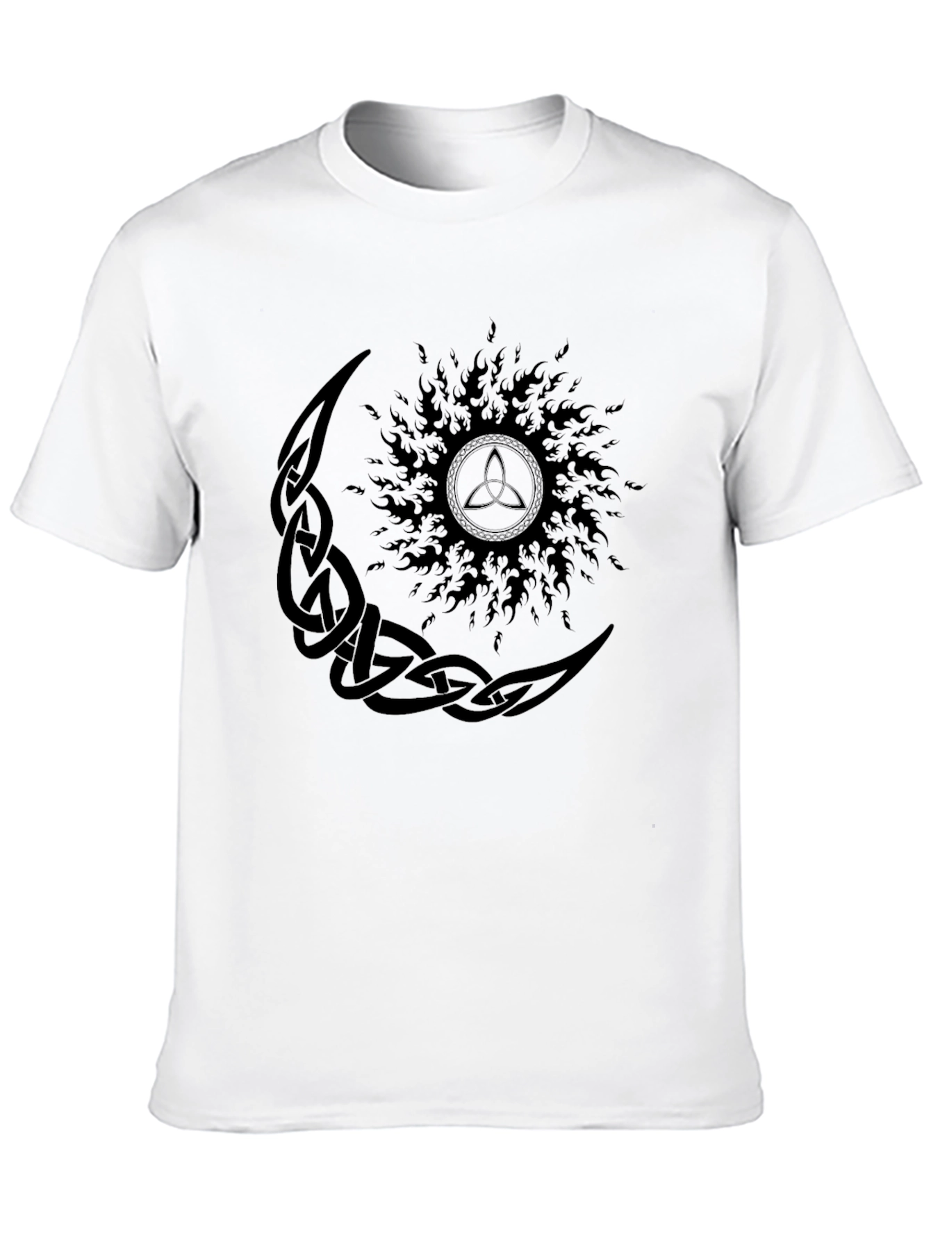 Celtic Moon and Sun Graphic Black T-Shirt
