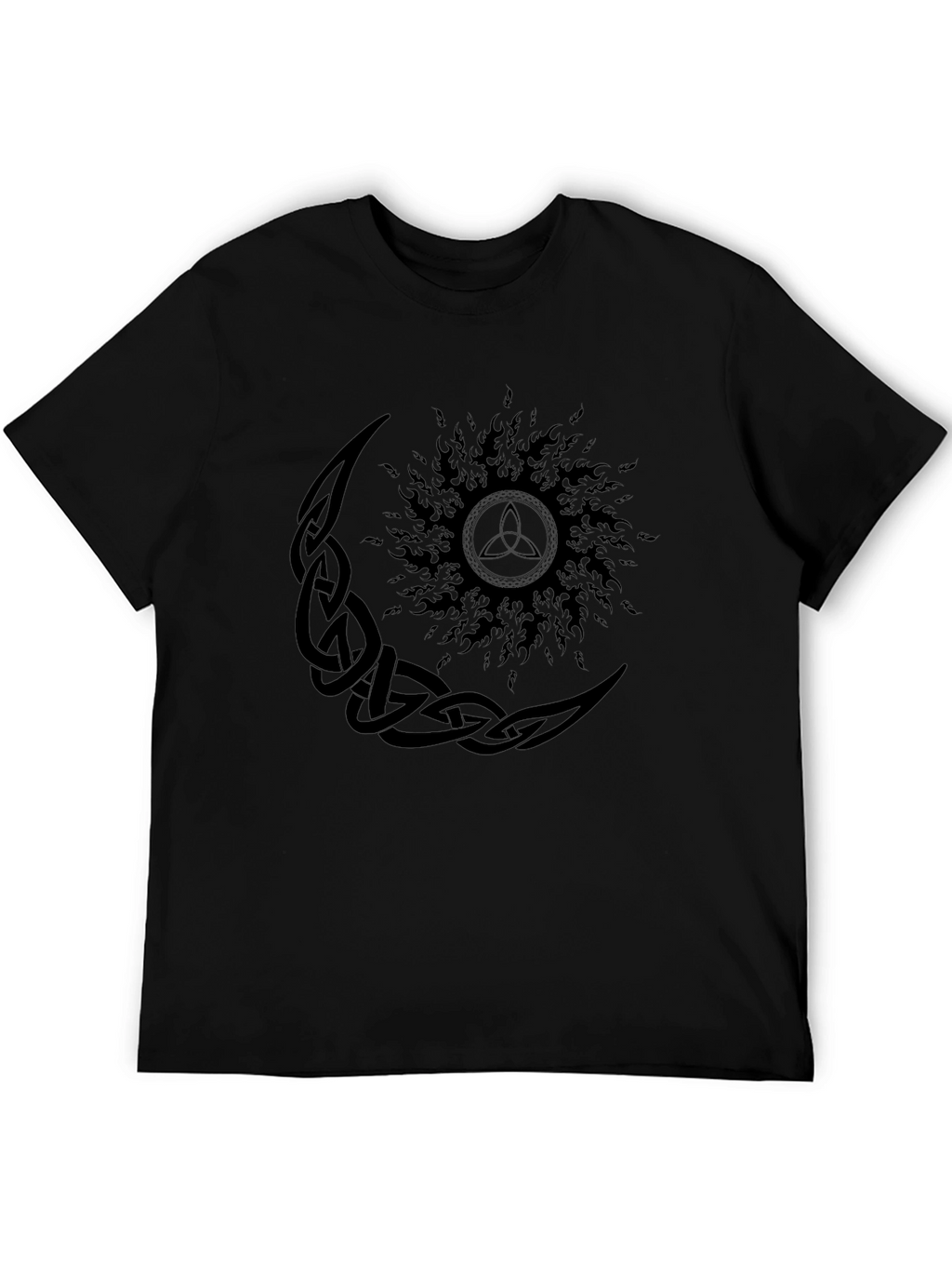 Celtic Moon and Sun Graphic Black T-Shirt