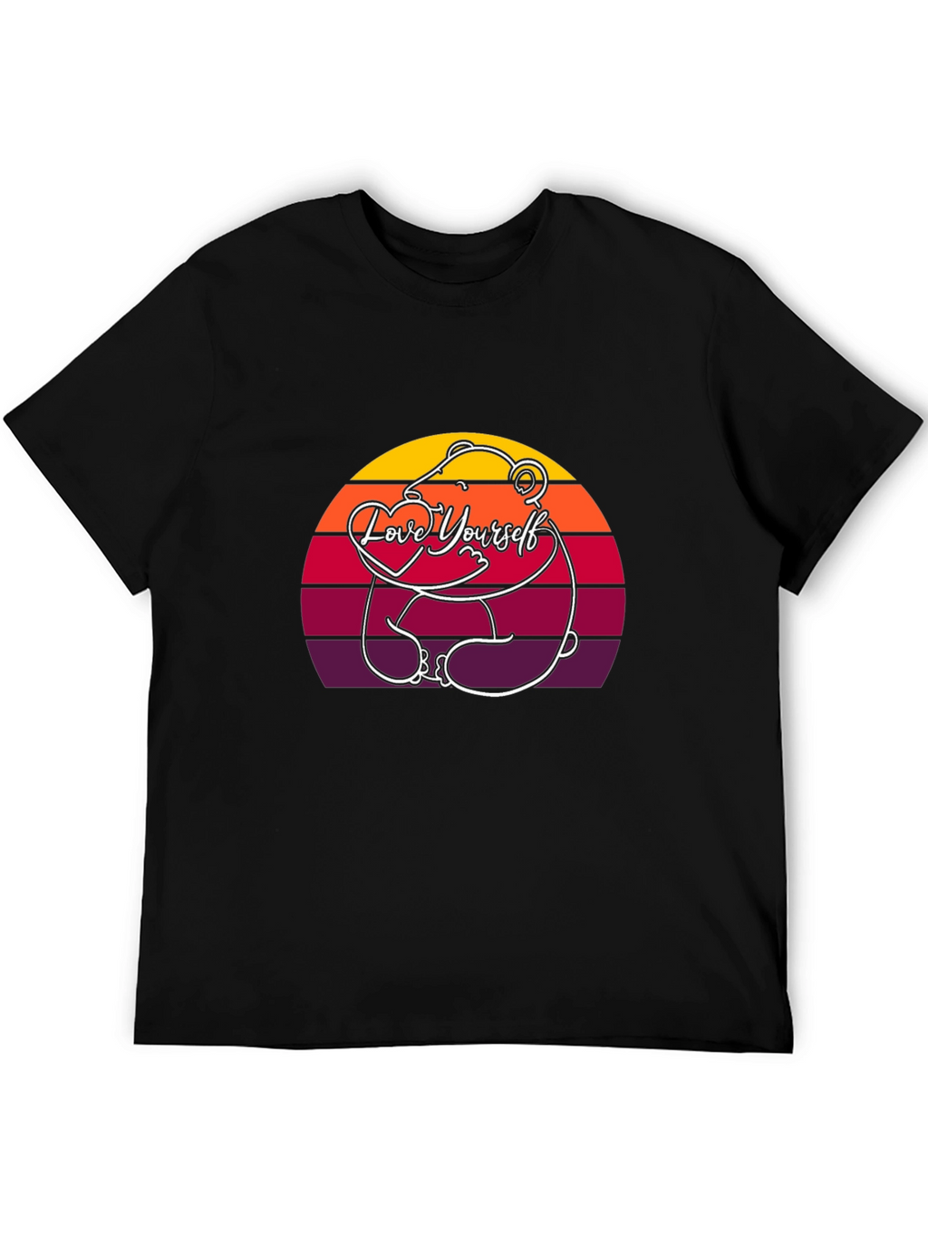 Love Yourself Bear Sunset T-Shirt - Black
