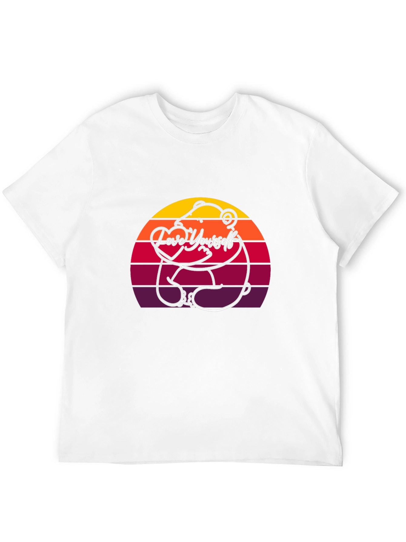 Love Yourself Bear Sunset T-Shirt - Black