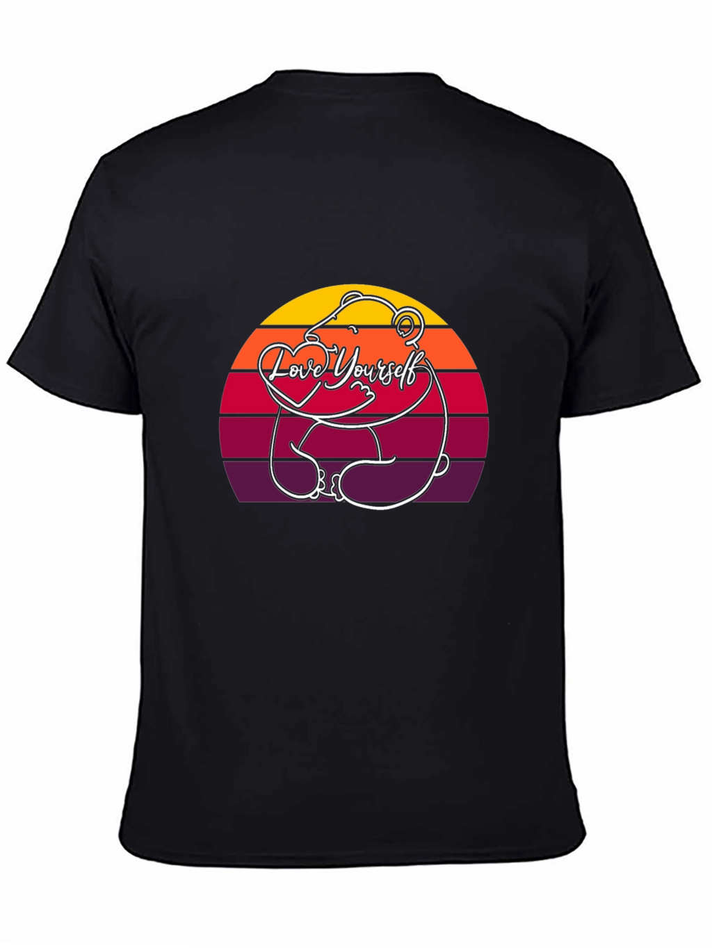 Love Yourself Bear Sunset T-Shirt - Black