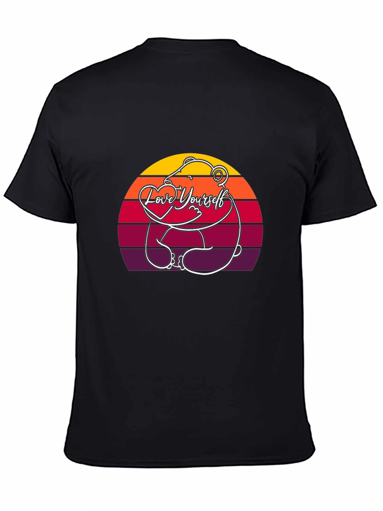 Love Yourself Bear Sunset T-Shirt - Black