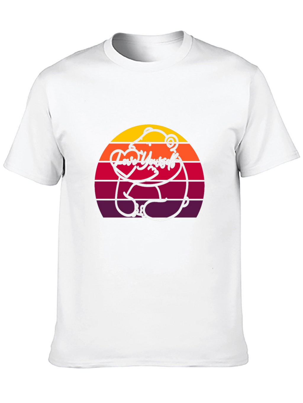 Love Yourself Bear Sunset T-Shirt - Black