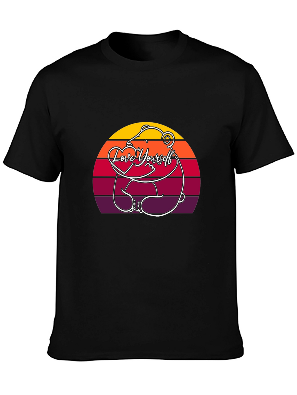 Love Yourself Bear Sunset T-Shirt - Black