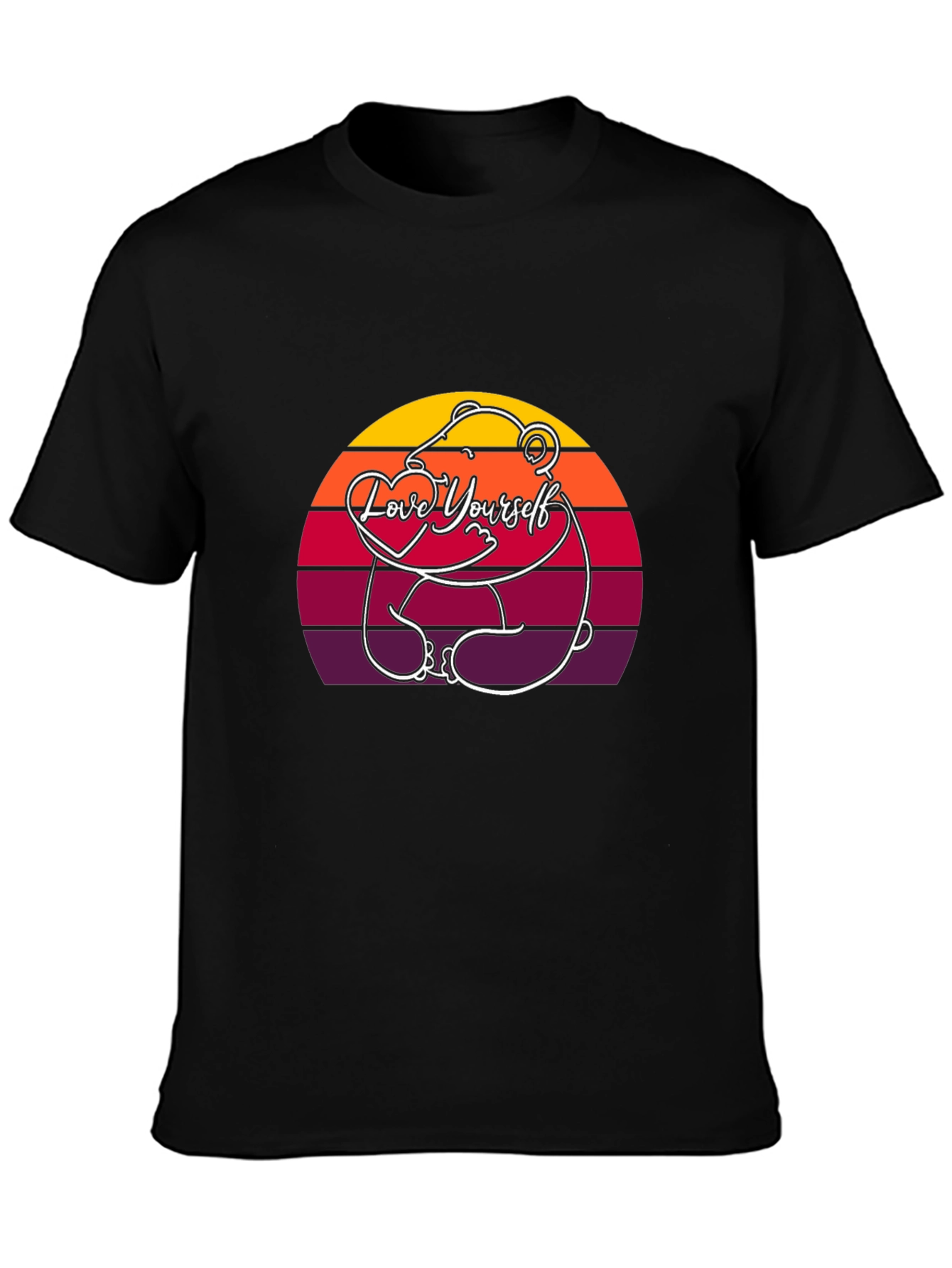 Love Yourself Bear Sunset T-Shirt - Black