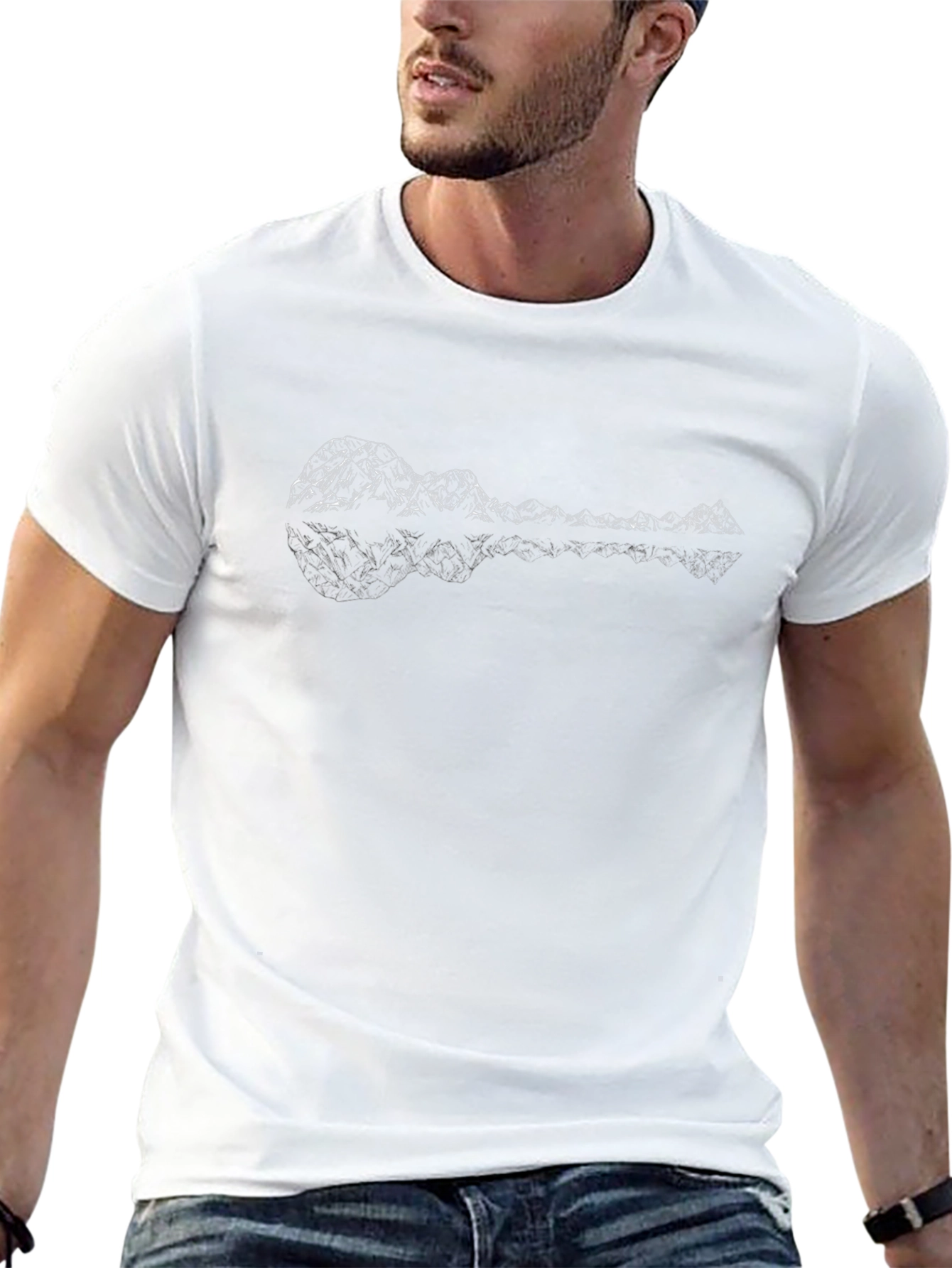 Geometric Mountain Ukulele Graphic Tee
