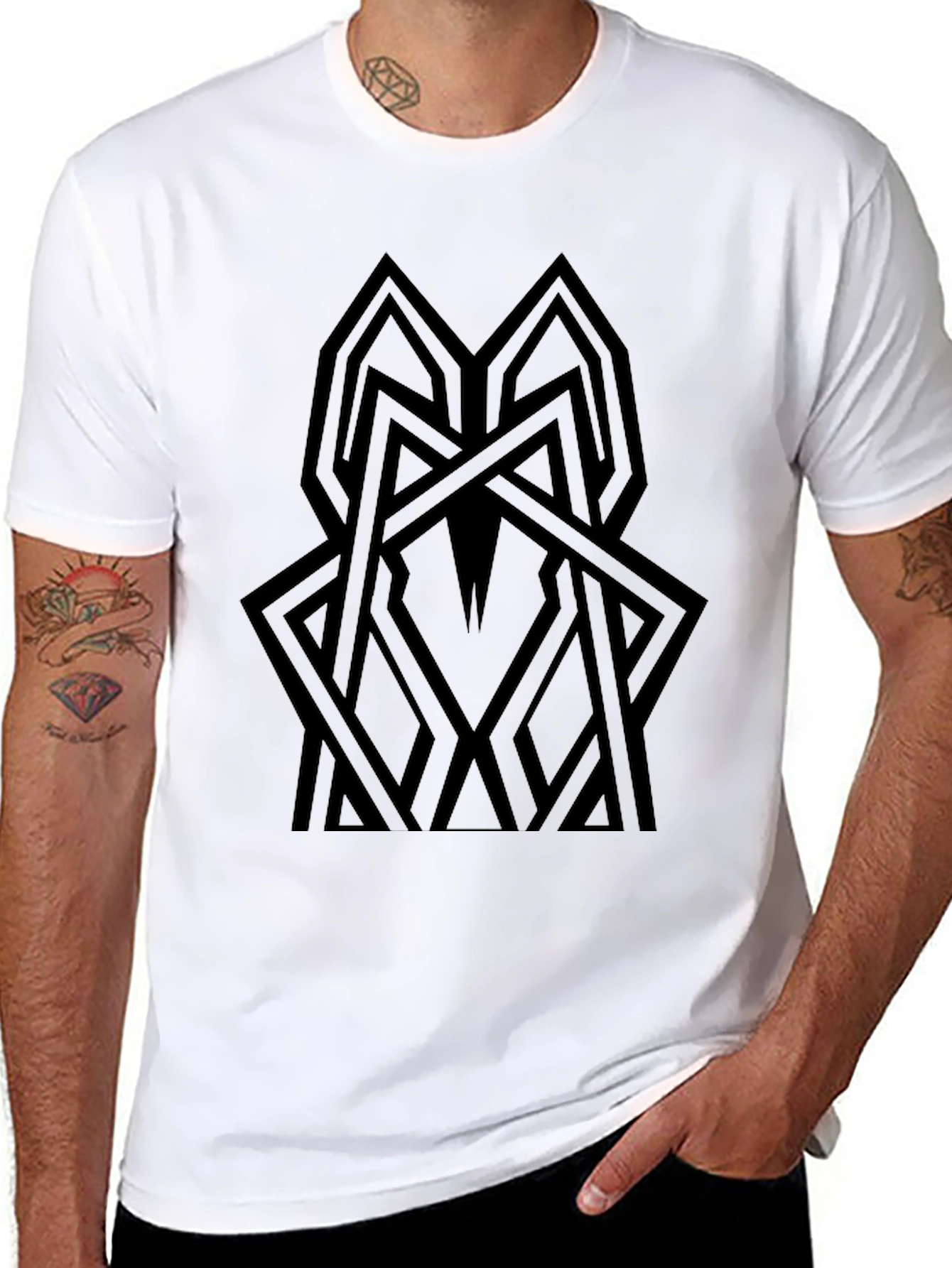 Abstract Geometric Black T-Shirt